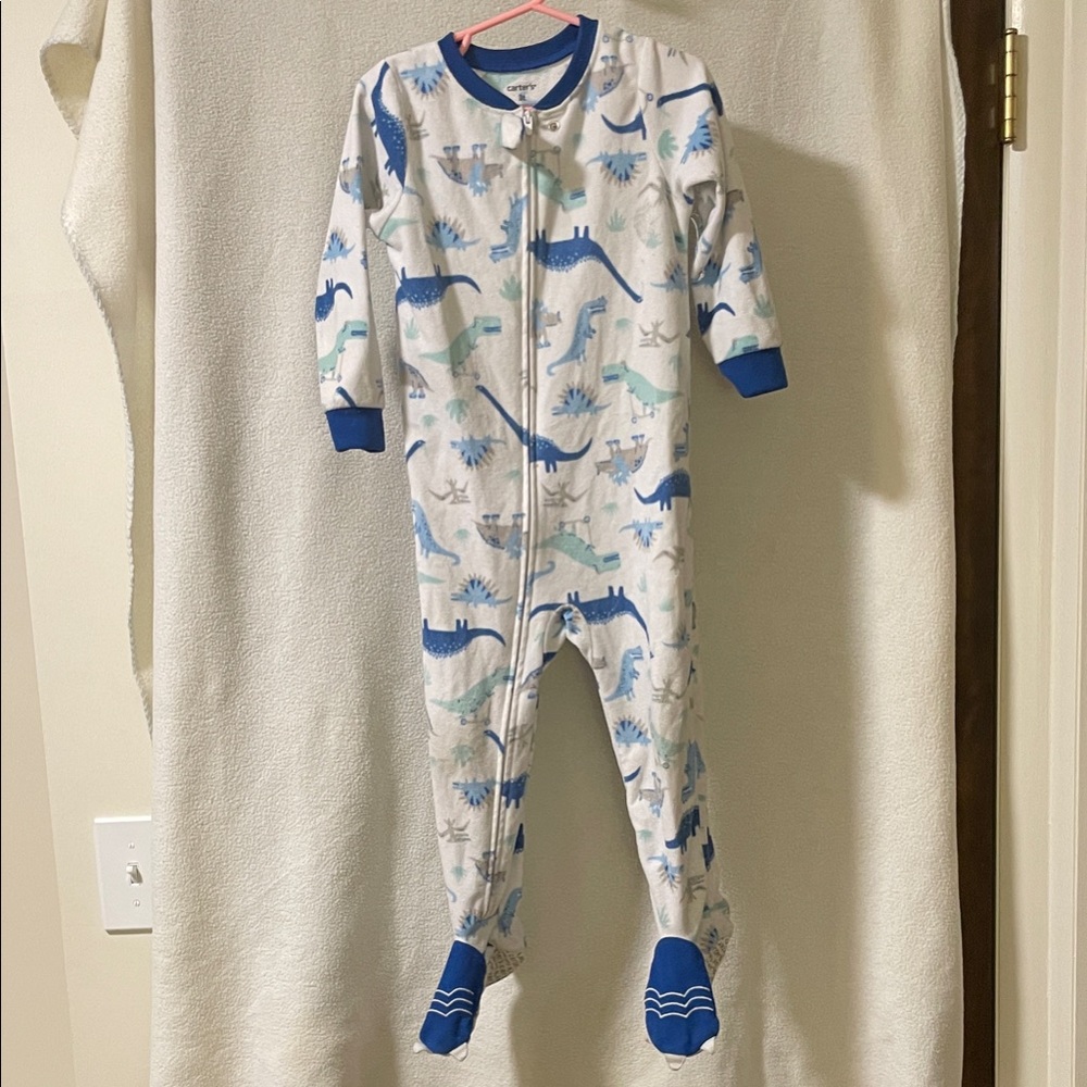 Carter's Blue and Green Dinosaur Footie Pajamas